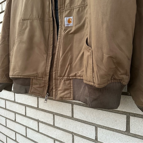 Carhartt Quick Duck Woodward Active Jacket Tan Water-Repellent Hooded Workwear - Picture 5 of 15